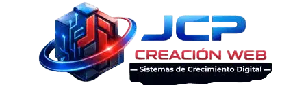 Logo JCP Creación Web blanco, agencia especializada en sistemas de crecimiento digital, diseño web profesional, SEO y automatización empresarial