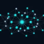 Red de nodos representando un agente de inteligencia artificial conectado a procesos empresariales
